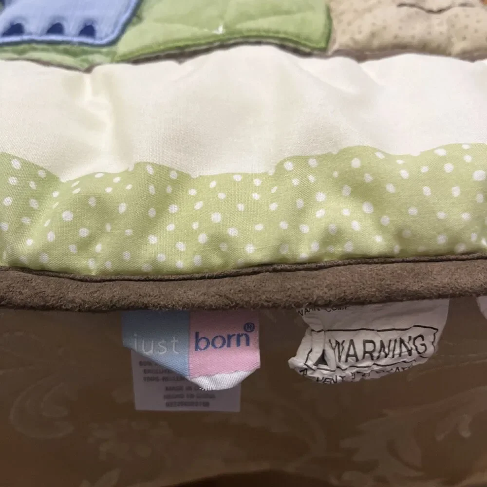Just Born Baby Quilt Safari Animals Patchwork Baby Blanket 39”x31”